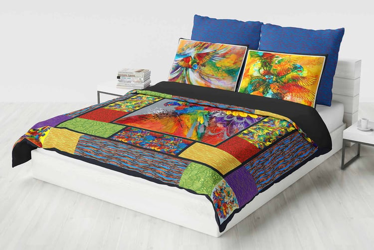 Perspective Bed Quilt Lorikeets Aloft (small)